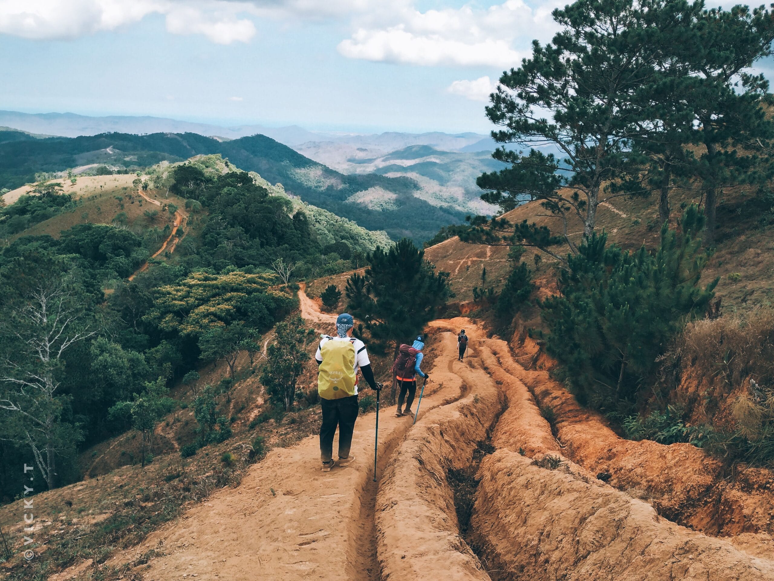 Visit Morocco: hikers on a mountain trail in the Atlas region.